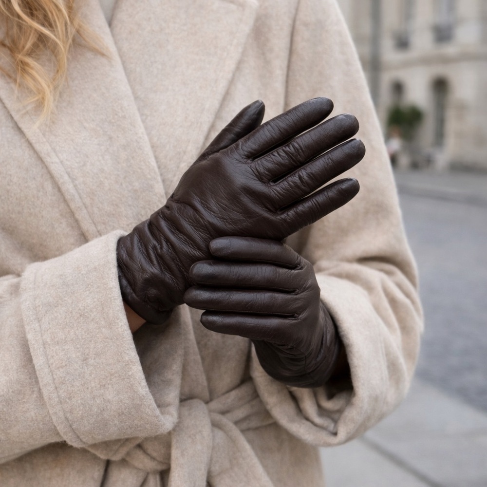 Vintage Chocolate Brown Leather Gloves